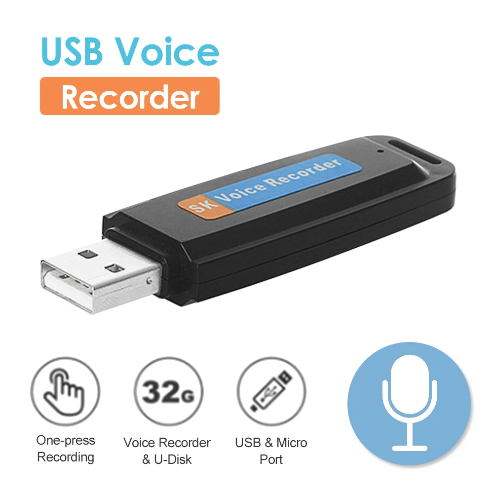 SK001 Professional Rechargeable U-Disk Portable USB Digital Audio Voice Recorder Pen Support TF Card Up to 32GB Dictaphone Flash