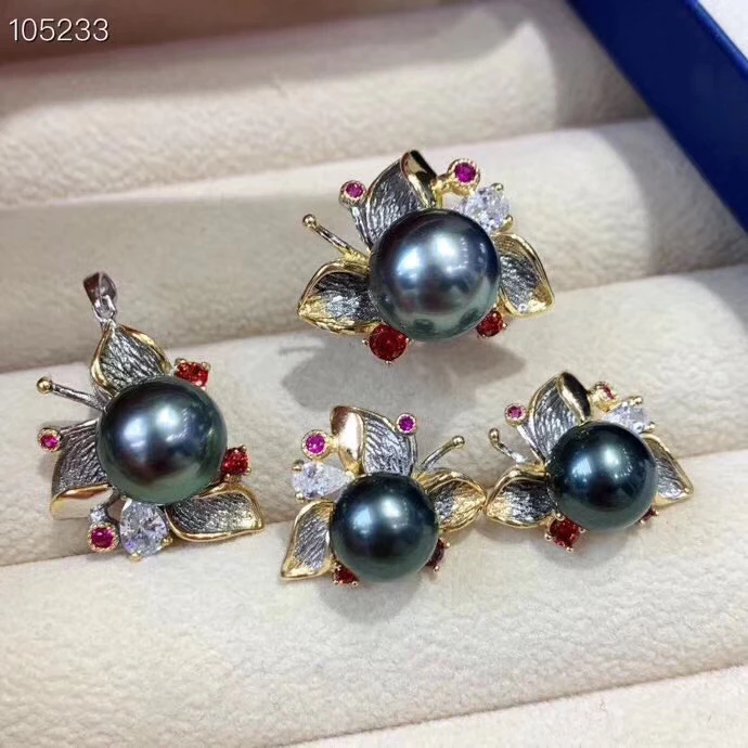 

Серебро 925 пробы, модное жемчужное ожерелье, кольцо, серьги, набор, украшения, красивый ювелирный набор, детали, комплектующие