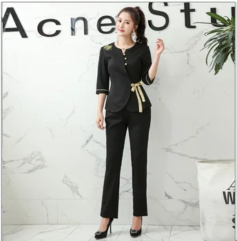 

Women suit beauty technician overalls ladies hotel front desk staff staff health salon uniform F617
