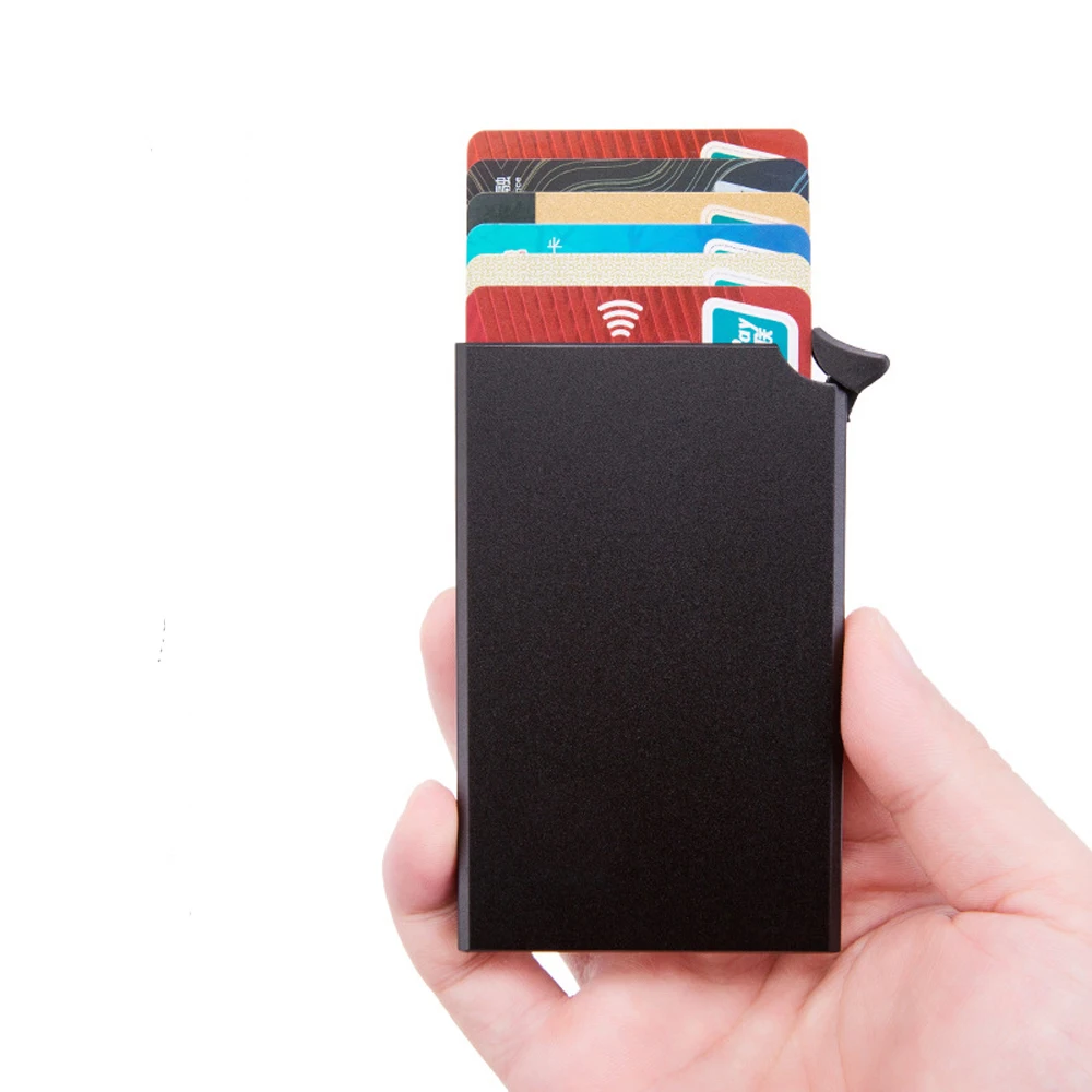 Металлический мужской держатель для Карт Rfid Блокировка кредитный держатель для карт мини тонкий кошелек автоматический всплывающий чехол для карт протектор