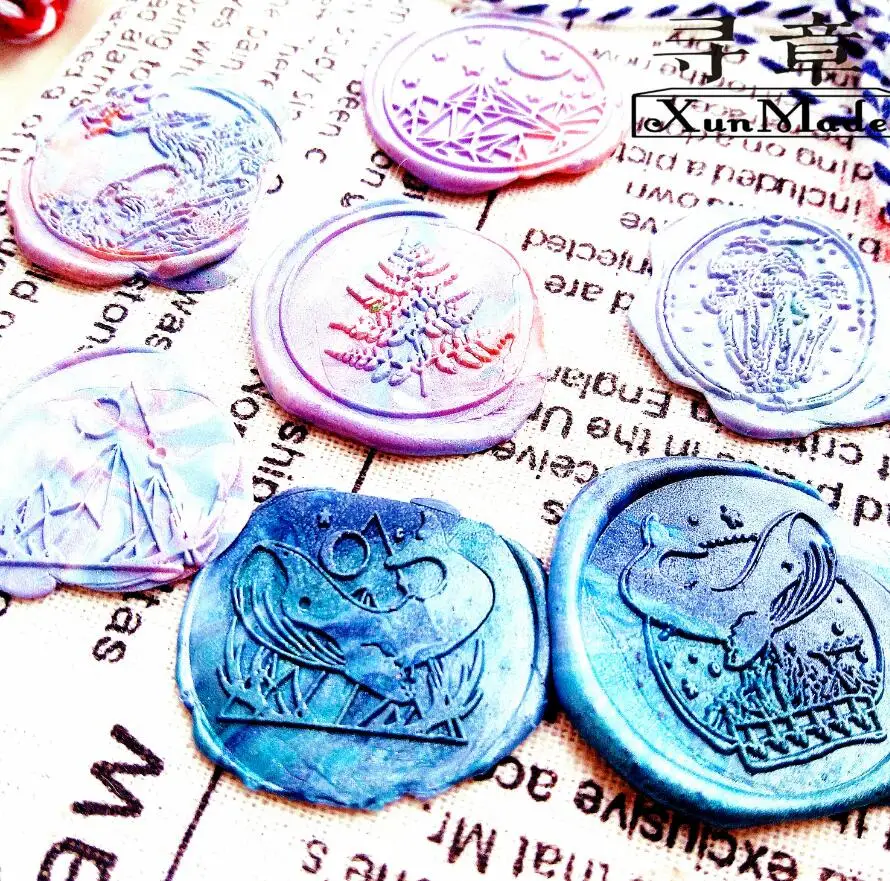 

plant seal whale mushroom Fern leaf Mountain Whale mushroom fern leaf moon deep sea elk Paint seal wax stamp wax sealing stamp