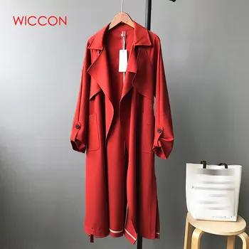 

Casual Loose Designer Women Spring Trench Coat 2020 Full Sleeve European Windbreaker Long Open Stitch Autum Streetwear