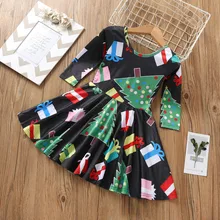 Платье для девочек vestidos; Детские платья для девочек; vestido infantil; рождественское платье на Хэллоуин; vestid; Повседневное платье с длинными рукавами и рисунком; Z4