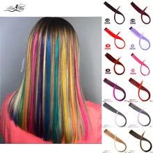 Xuanguang Em Uma USA pecha Cinza Roxo Amarelo Vermelho Para As Mulheres Multicolor Falso Cabelo Sintético extensøes de Cabelo