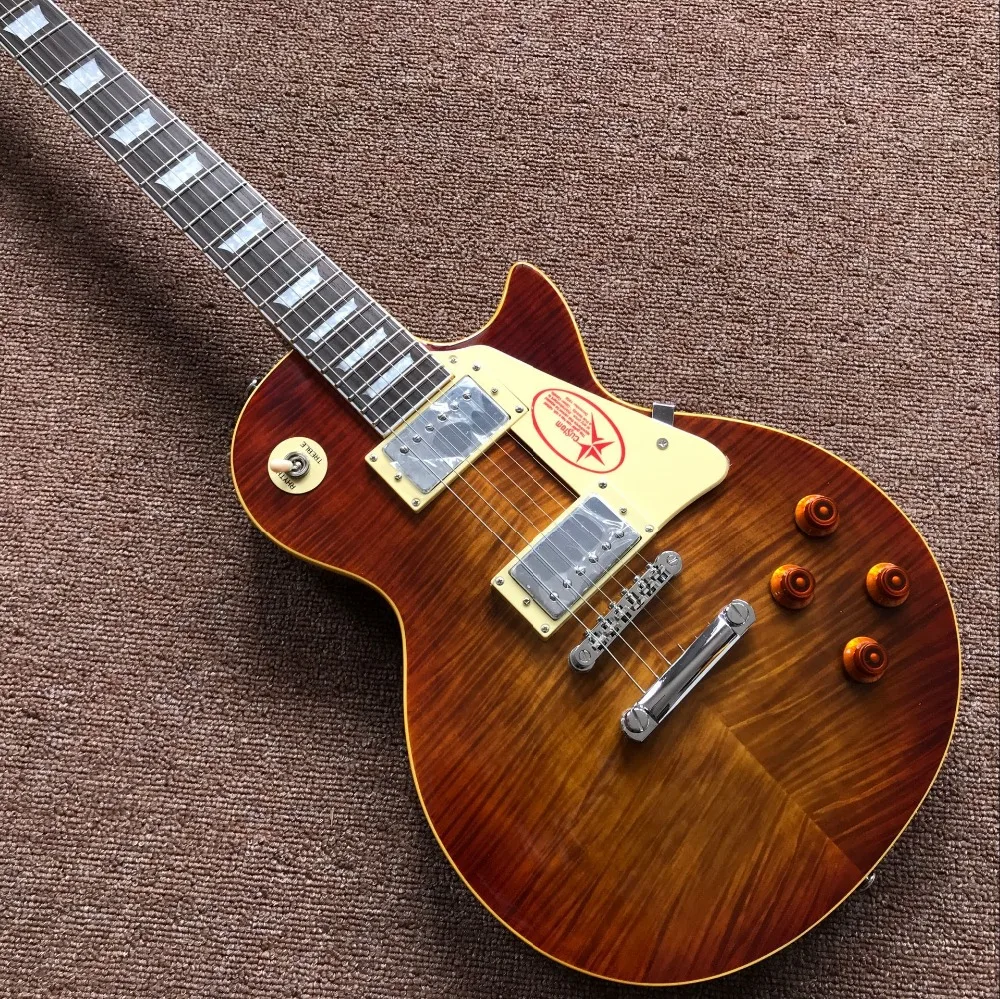 

New Electric Guitar.Tiger Flame Standard Gitaar.Handmade 6 stings guitarra.musical instruments