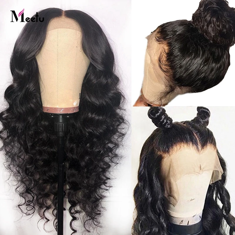 

Meetu 4X4 Lace Closure Wig Loose Wave Human Hair Wigs For Black Women Brazilian Lace Front Human Hair Wigs Pre-Plucked