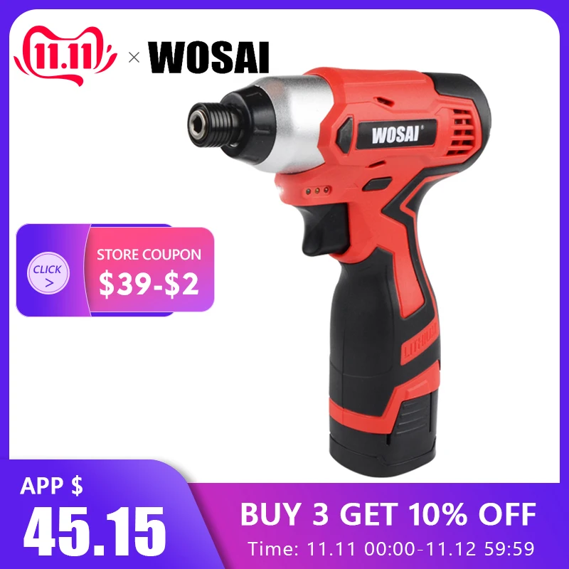 

WOSAI 16V Cordless Electric Lithium-Ion Screwdriver cordless drill Household Multifunction Hit Electric Drill Tools Screwdriver