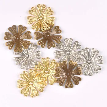 

40mm gold/silver/Bronze Antique Flowers Wraps Filigree Connectors For Jewelry Metal Craft Embellishment Scrapbook Decor YK0762-2