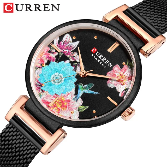 

CURREN Women Watch Black Bracelet Ladies Luxury Brand Stainless Steel Band Wrist Watch Casual Quartz Clock Female Montre femme