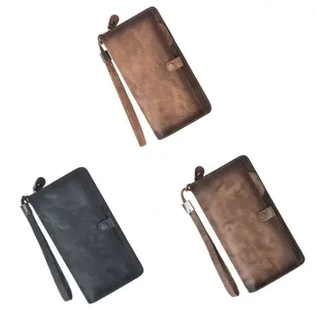 

Men's Leather Wallet Bifold ID Card Holder Long Clutch Billfold Money Purse