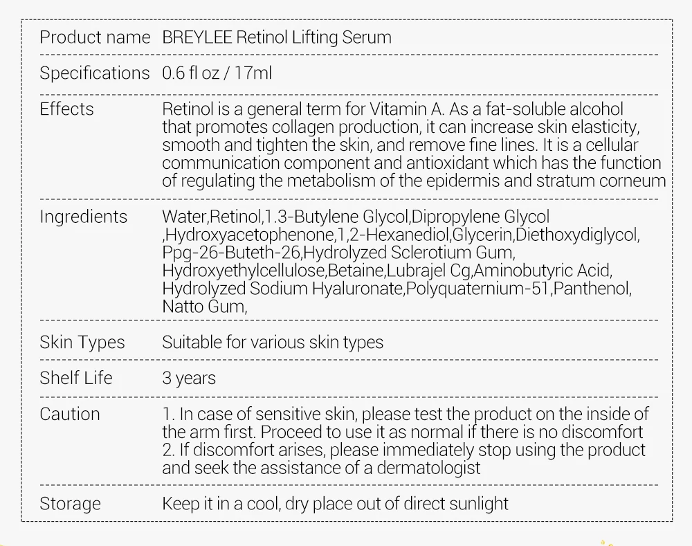 Cuidados com a Pele Breylee Soro Facial Retinol Colágeno Anti Envelhecimento Endurecimento Levantamento Rosto Essência Hidratante Apertar Fade Linha Fina 10 Pçs 3 apertar fade linha fina cuidados com a pele