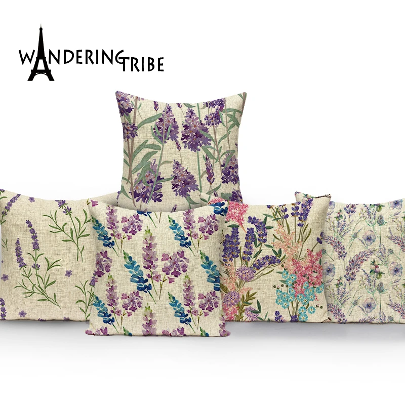 Lavender Throw Pillow Case Grass Plant Cover Sofa Pillow Spring Pillows
