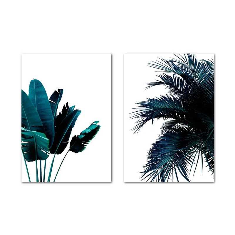 Синий банан Пальма лист абстрактный плакат ботанический холст печать в скандинавском стиле живопись креативная картина Современное украшение дома - Цвет: 2 Pcs Set