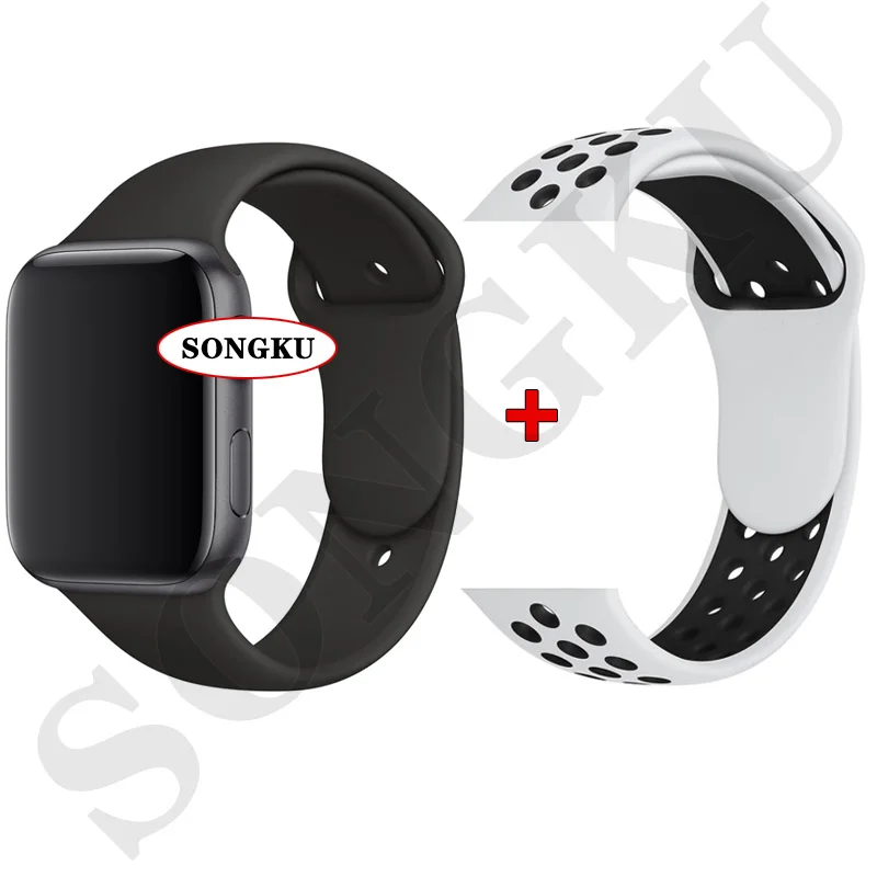 B Black and NK White SONGKU IWO 12 часы серии 5 1:1 Смарт часы 40 мм 44 мм Bluetooth часы iwo12 для apple iPhone IOS Android управление Siri PK IWO 11 - Цвет: B Black and NK White