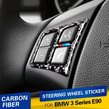 

For BMW E90 3 Series 2005-2012 Car Styling Car Stickers Carbon Fiber Steering Wheel Buttons Interior Accessories