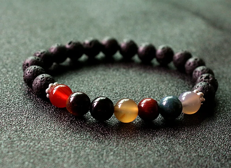 8mm Lava Rock Stone Essential Oil Diffuser Bracelet Elastic Natural Stone Yoga Beads