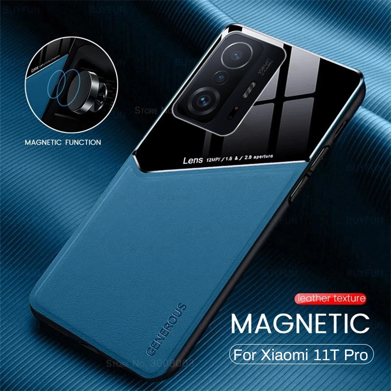 xiomi 11t pro case leather texture car magnetic holder cover for xiaomi 11t mi11t mi 11 t pro xiaomi11t soft frame protect coque