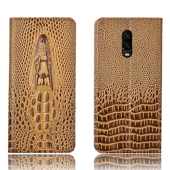 

Crocodile head pattern genuine leather case card slot holder for OnePlus 6T/OnePlus 6 phone case funda leather back cover coque
