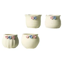 4PCS White Simple Design Succulent Pots Easter Gifts Household Desktop Succulent Pots