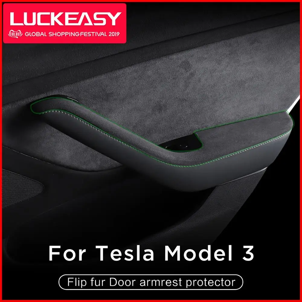 LUCKEASY Автомобильная откидная меховая дверная защита на подлокотник для Tesla модель 3- Защитная пленка для края двери