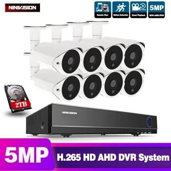 

H.265 8CH 5MP DVR NVR Kit Security CCTV System Motion Detect Two Way Audio HD AHD Camera IR Outdoor P2P Video Surveillance Set