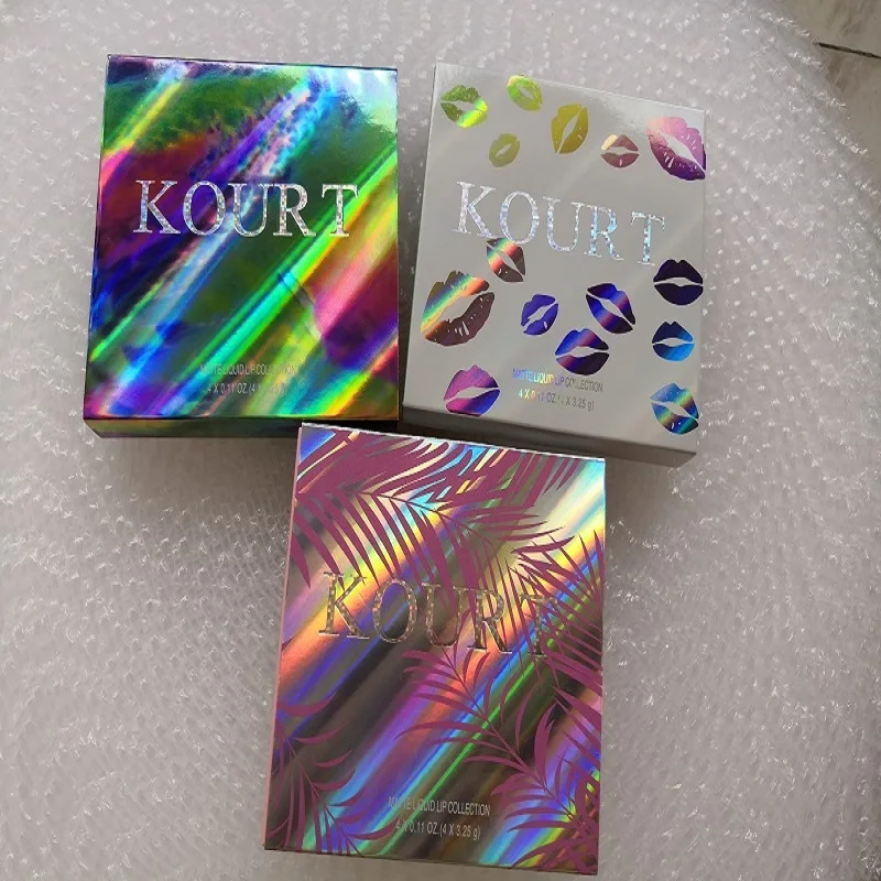 Жидкая Коллекционная губная помада Kourt 4 шт./компл. 3 стиля зеленый синий розовый