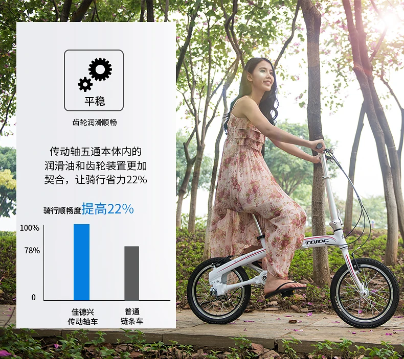 Cheap 16/203 1 High Speed and High Precision Axis Non-chain Highway Bicycle Folding Fast Male and Female, Double V 14