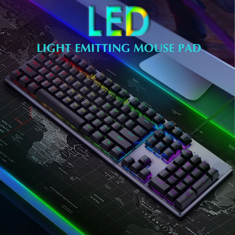 Новый очень большой игровой коврик для мыши RGB светодиодный светящийся Карта