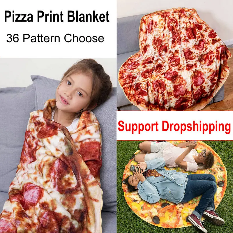 36 Pattern Pizza Printed Blanket Pita Lavash Soft Flannel Tortilla