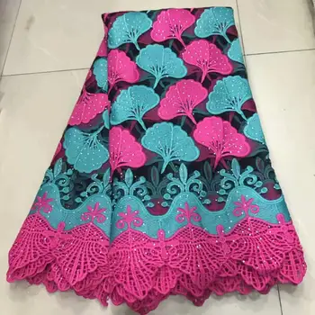 

Double Color Lace Fabrics Latest Nigerian Wedding Lace Fabrics Embroidered Dubai Tulle French Laces Materials With Stones FFT918