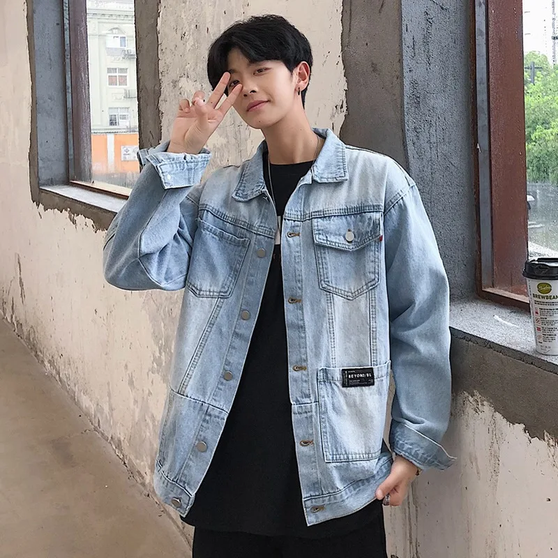 

2020 Spring New Style Men's Loose-Fit Embroidery Jeans Coat Korean-style Thin Fashion Brand Jacket Fashion Jk9906
