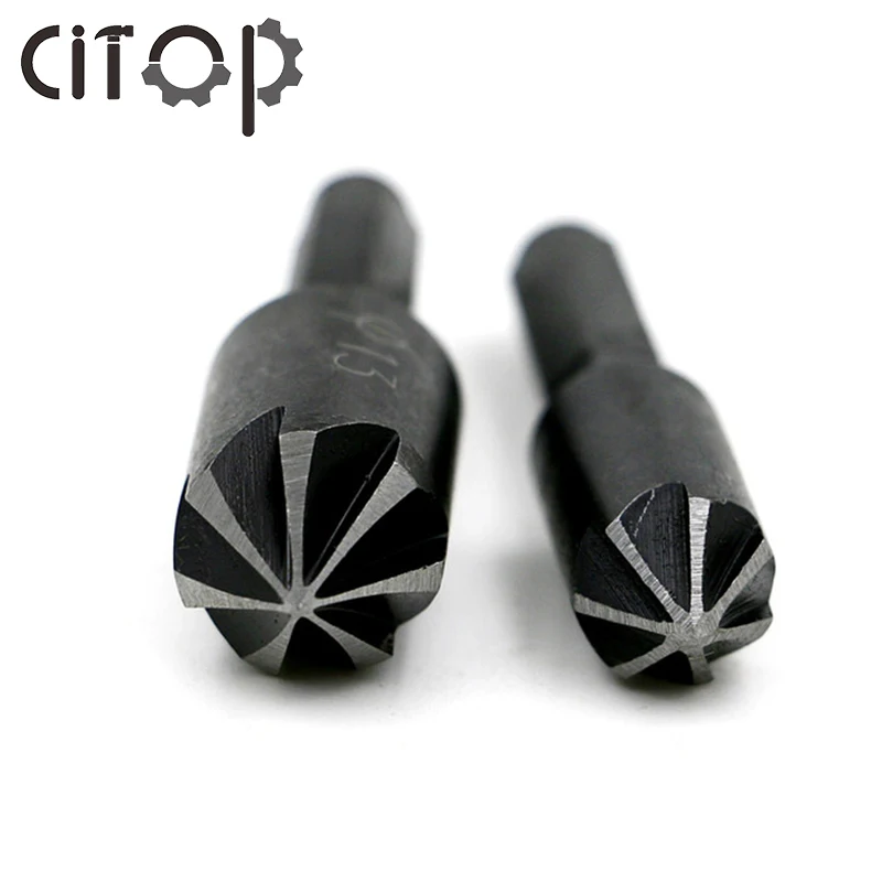 Citop 2pcs 1/4 Shank Sevenedged Hexagonal Carbon Steel Sevenblade