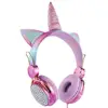 Écouteurs filaires licorne de dessin animé pour filles, écouteurs stéréo, musique, casque d'ordinateur, téléphone, cadeau pour enfants, licorne mignonne avec micro ► Photo 3/6