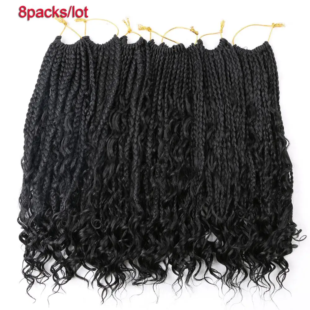 Box Braids Crochet Hair With Curly Ends Goddess Box Braids Crochet 3X Bohemian Braiding Hair for Black Women