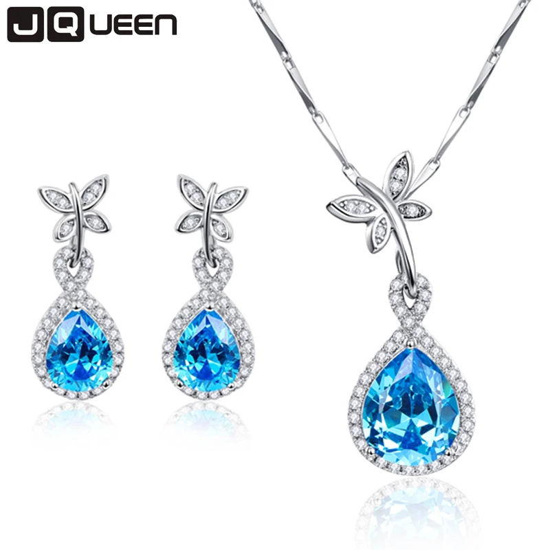 Женский комплект из колье серёг и подвески серебра 925 пробы|jewelry knife|earrings zirconiajewelry