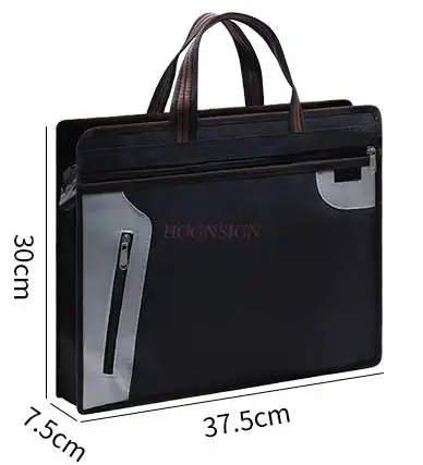

Document bag canvas student portable information zipper large capacity conference document bag briefcase document