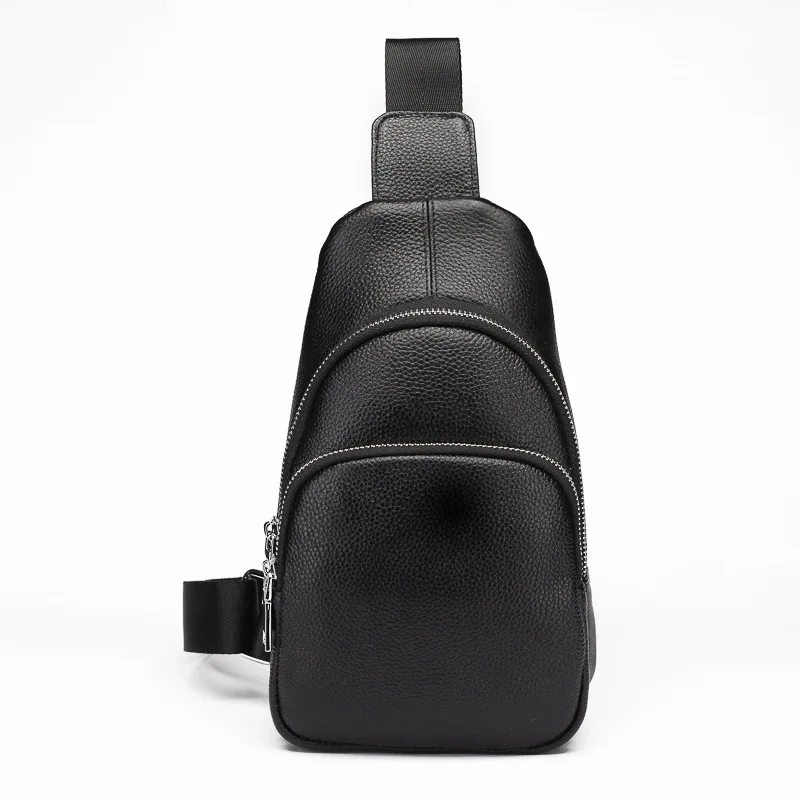 

2018 New Style Genuine Leather Chest Bag Men Shoulder Bag Korean-style Cowhide Leather Single-shoulder Bag Travel Casual Oblique