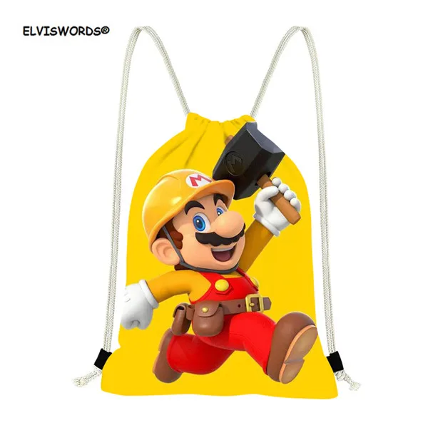 ELVISWORDS аниме Super Mario Bros Сумки на шнурке детский маленький рюкзак школьные сумки детские карманные рюкзаки Mochila спортивная сумка для фитнеса - Цвет: HMC1443Z3