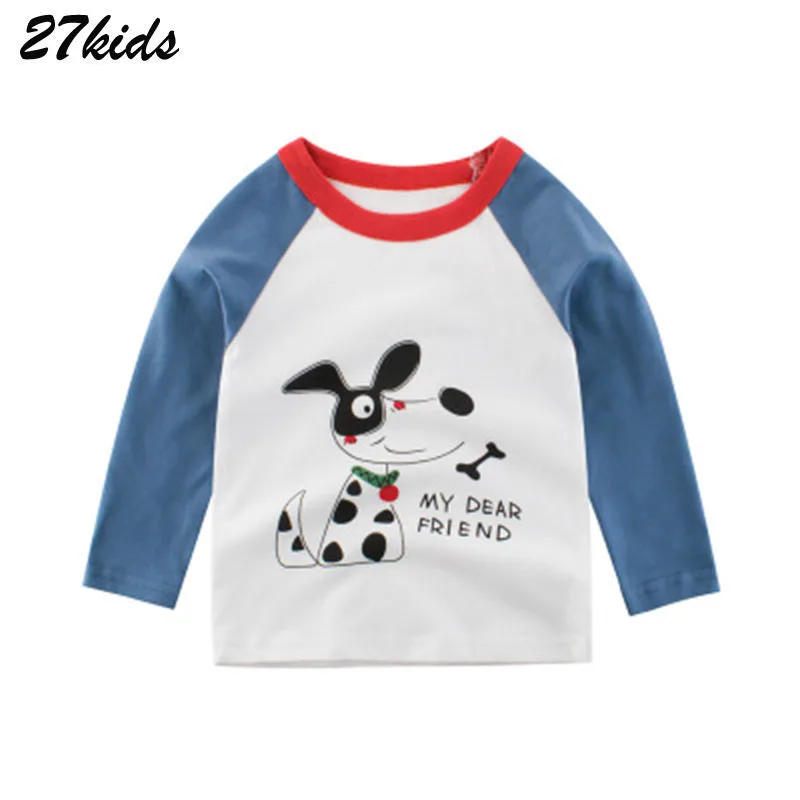 27Детская детская одежда для мальчиков и девочек Детская футболка Слоновая футболка с принтом в полоску с длинным рукавомДетская детская одежда для мальчиков - Цвет: 3337Dog