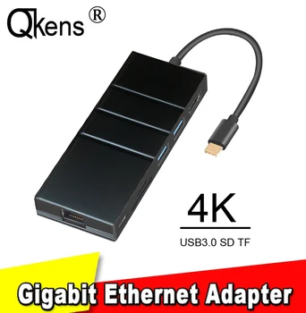 

7 in 1 Type C to 4K HDTV Video HDMI TV 1000Mbps Gigabit Ethernet Lan Cable Adapter USB 3.0 HUB SD TF Card Reader for Macbook