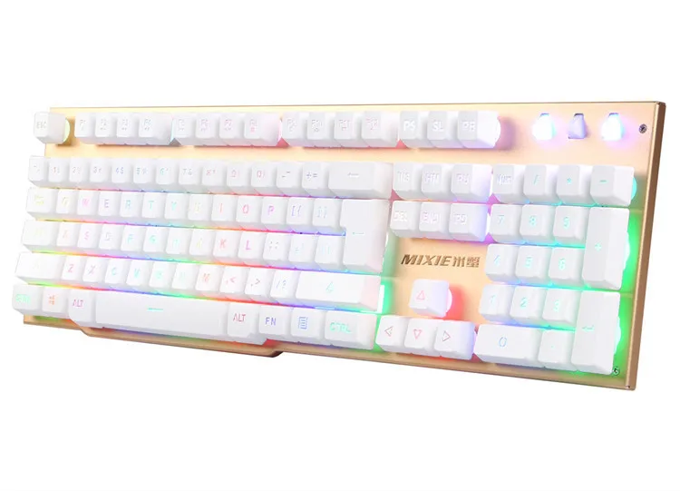 

M Crab X600 Machinery Handfeel 7-Color Rainbow Mixed Light Keyboard Backlight Lol Metal Plate Lol Gaming Keyboard