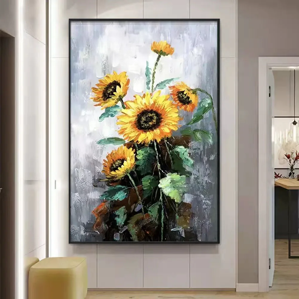 100HandPaintedSunflowerflowerabstractOilPaintingOnCanvas