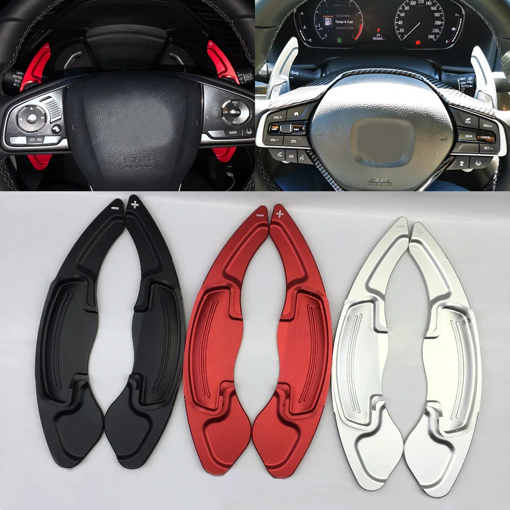 Red WMLBK Steering Wheel Paddle Shifter 2 PCS Aluminum Alloy Shift Paddle Extension Interior Accessories Blade Shifter for Honda Accord Odyssey Civic CR-V Spirior UR-V Acura CDX RDX ILX