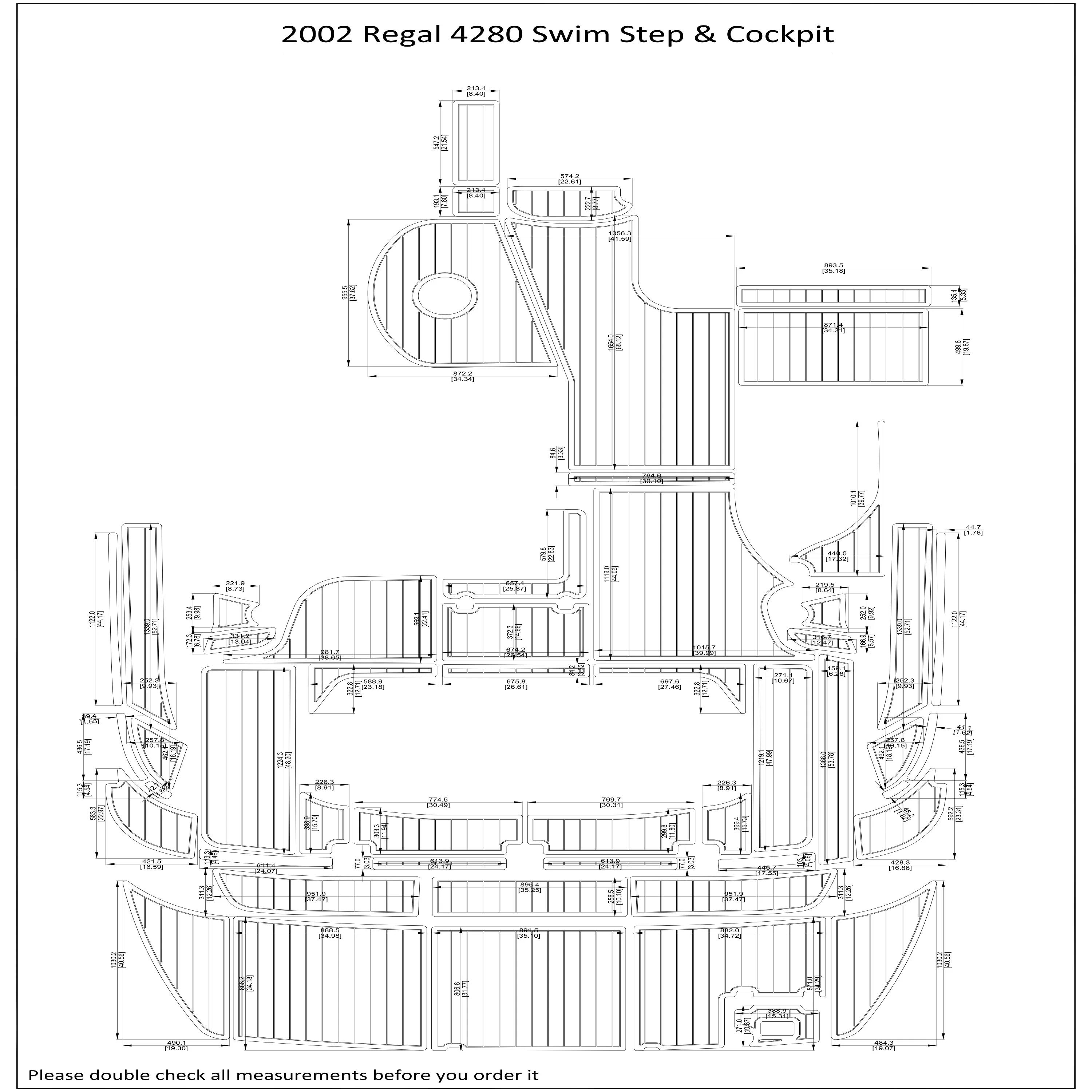 

2002 Regal 4280 Swim Step Cockpit Boat EVA Faux Foam Teak Deck Floor Pad