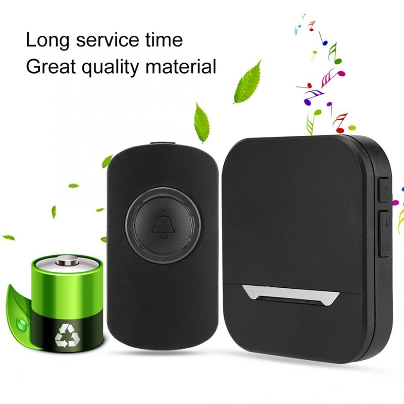 300M Wireless Waterproof Smart Doorbell Long Distance Control Home Doorbell Security Accessory Battery Power EU Plug