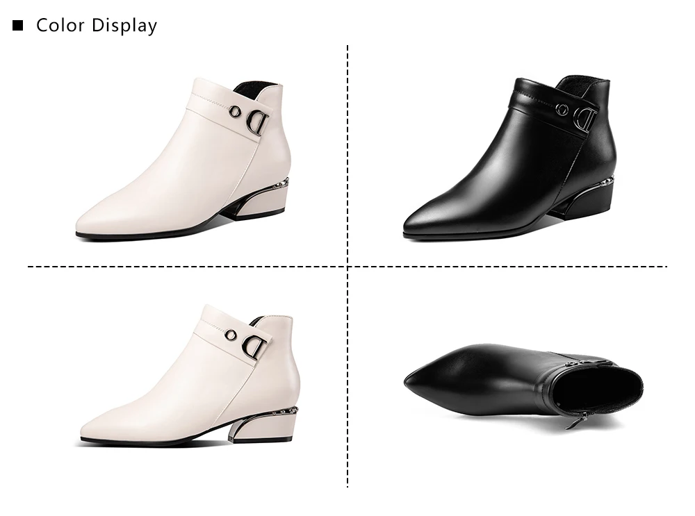 SOPHITINA/стильные женские ботинки с металлическими украшениями; обувь на квадратном каблуке с острым носком; зимние женские ботинки из натуральной кожи на среднем каблуке; PO233
