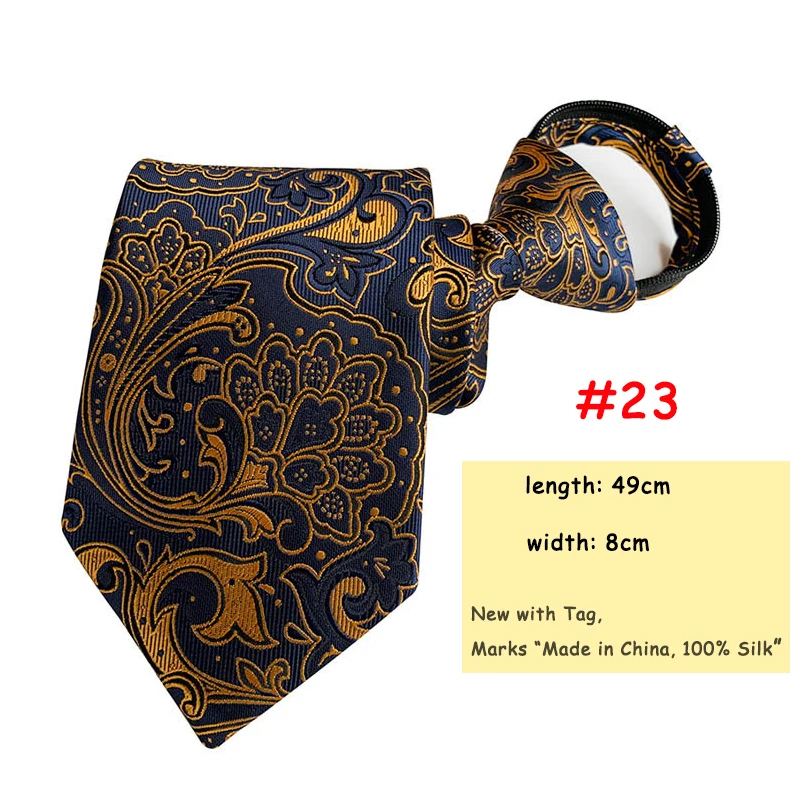 23 8CM Pre-tied Neck Ties For Men Adjustable Zipper Ties Striped Dots Paisley Men's Ties Bridegroom Party Dress Wedding Necktie - Цвет: 23