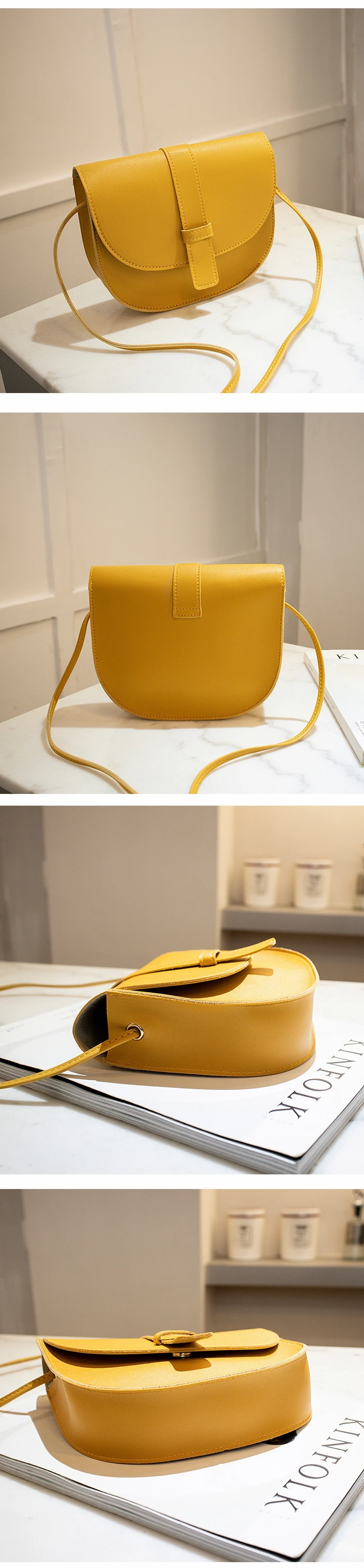 Маленькая женская сумка-мессенджер с изображением полумесяца, Маленькая женская сумочка, модная однотонная желтая черная сумка через плечо