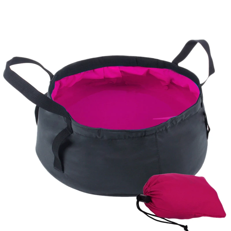 

8.5L Outdoor Portable This Washbasin Wash Camping Folding Pot Camping Cookware Set Outdoor Portable Washbasin-Rose Red
