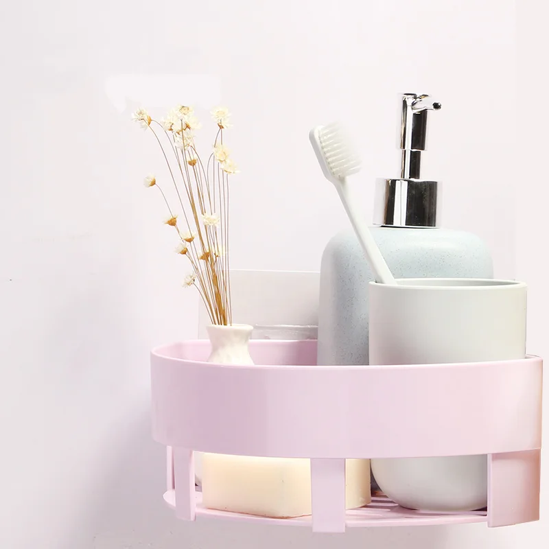 VEHHE Traceless Multifunction Fixtures Bathroom Corner Shelf no Drill Paste to Wall Holder Shower Basket Bathroom Accessory Rack